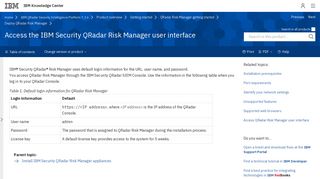 Access and log in information for QRadar Risk Manager - IBM