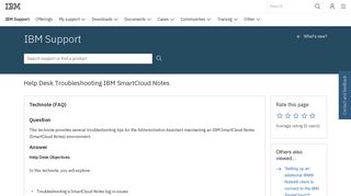 IBM Help Desk Troubleshooting IBM SmartCloud Notes - United States
