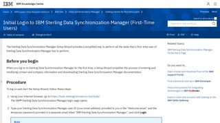 Initial Login to IBM Sterling Data Synchronization Manager (First-Time ...