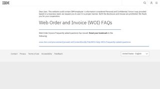 IBM Global Procurement: Web Order and Invoice (WOI) FAQs