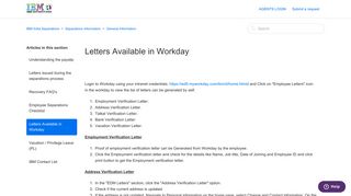 Letters Available in Workday – IBM India Separations