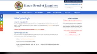 Online System Log In | Illinois Board of Examiners
