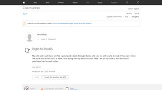 login to ibooks - Apple Community