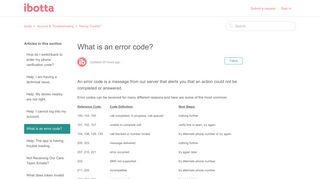 What is an error code? – Ibotta