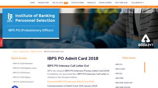 IBPS PO Admit Card 2018: Download Interview Call Letter - Adda247
