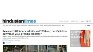Released: IBPS clerk admit card 2018 out, here's link to download ...