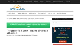 I forgot my IBPS login - How to download Call letter?