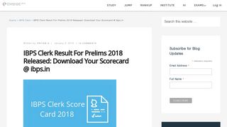 IBPS Clerk Result For Prelims 2018 Released: Download Your ...