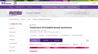 Treatment of irritable bowel syndrome | Australian Prescriber