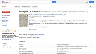 Ending the U.S. War in Iraq: The Final Transition, Operational ... - Google Books Result