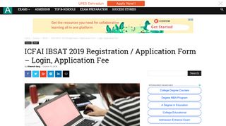 ICFAI IBSAT 2019 Registration / Application Form - Login, Application ...