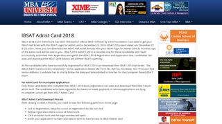 IBSAT Admit Card 2018: Download Hall Ticket | MBAUniverse.com