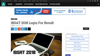 IBSAT 2018 Login For Result - aglasem
