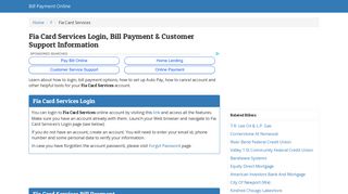 Fia Card Services Login, Bill Payment & Customer Support Information