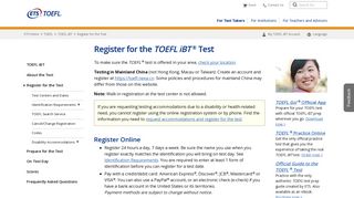 TOEFL iBT: Registration - ETS