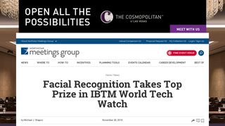Facial Recognition Takes Top Prize in IBTM World Tech Watch ...