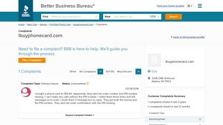 Ibuyphonecard.com | Complaints | Better Business Bureau® Profile