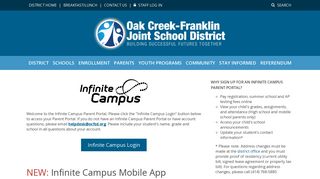 Infinite Campus Login - Oak Creek - Franklin Joint School District