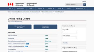 Online Filing Centre - Corporations Canada - Corporations ...