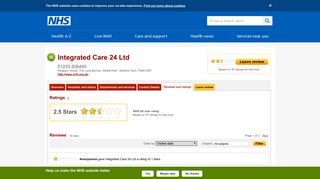 Reviews and ratings - Integrated Care 24 Ltd - NHS