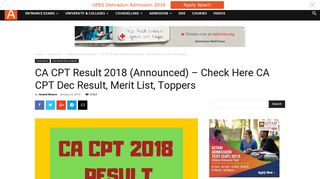 CA CPT Result 2018 (Announced) - Check Here CA CPT Dec Result ...