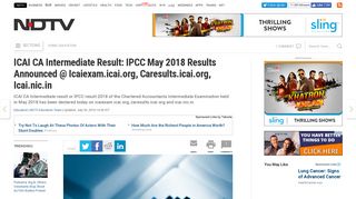 ICAI CA Intermediate Result: IPCC May Result 2018 @ Icaiexam.icai ...