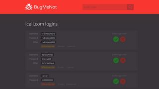 icall.com passwords - BugMeNot