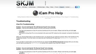 Troubleshooting - SKJM - iCam Pro