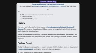 Telnet and Root on the Sercomm iCamera2 – Terence Eden's Blog