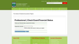 Professional | Check Exam / Financial Status - ICAN