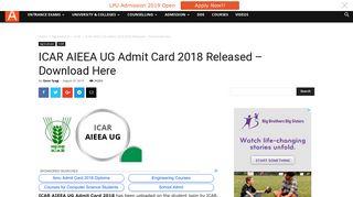 ICAR AIEEA UG Admit Card 2018 Released - Download Here ...