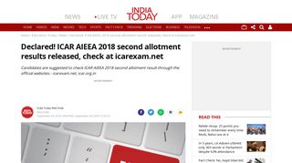 Declared! ICAR AIEEA 2018 second allotment results released, check ...