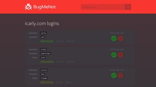 icarly.com passwords - BugMeNot
