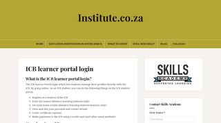 ICB learner portal login and how to manage it | Institute - Institute.co.za