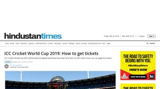 ICC Cricket World Cup 2019: How to get tickets - Hindustan Times