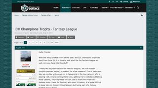 ICC Champions Trophy - Fantasy League - Pakistan Defence