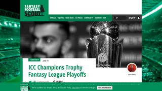 ICC Champions Trophy Fantasy League Playoffs