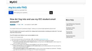 How do I log into and use my ICC student email account?