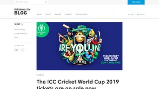 The ICC Cricket World Cup 2019 tickets are on sale now ...