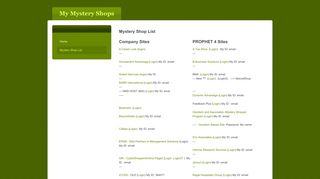 Mystery Shop List - My Mystery Shops