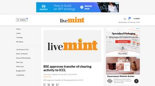 BSE approves transfer of clearing activity to ICCL - Livemint