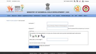 User account | Ministry of Women & Child Development | GoI