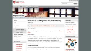 Institution of Civil Engineers (ICE) Virtual Library archive — University ...