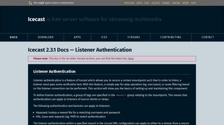 Icecast 2.3.1 Docs — Listener Authentication - Icecast Docs ...