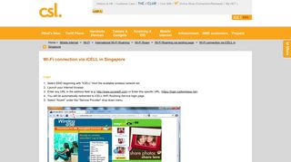 Wi-Fi connection via iCELL in Singapore - csl