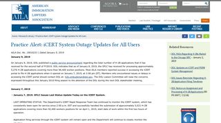 AILA - Practice Alert: iCERT System Outage Updates for All Users