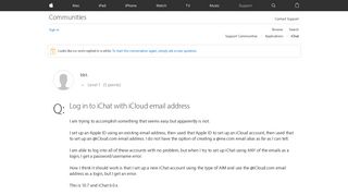 Log in to iChat with iCloud email address - Apple Community ...