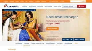 Recharge Mobile, Broadband and DTH via SMS, SMS ... - ICICI Bank