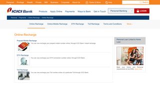 Easy Recharge Online, Instant Recharge, Toll Recharge from ICICI Bank