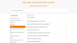 Gift Card - ICICI Bank Support Center
